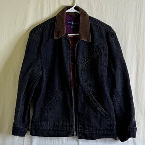 Vintage Ralph Lauren Men's Black Denim  Lined Chore, Barn, Utility Jacket Size S